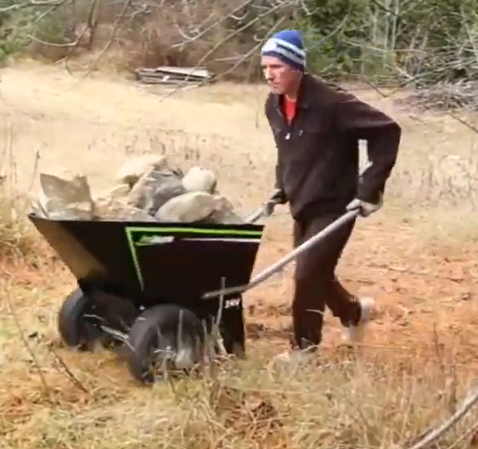 ProBarrow Electric WheelBarrow on Rough Terrain Uphill